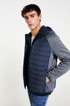 Springfield Combined hooded quilted jacket steel blue