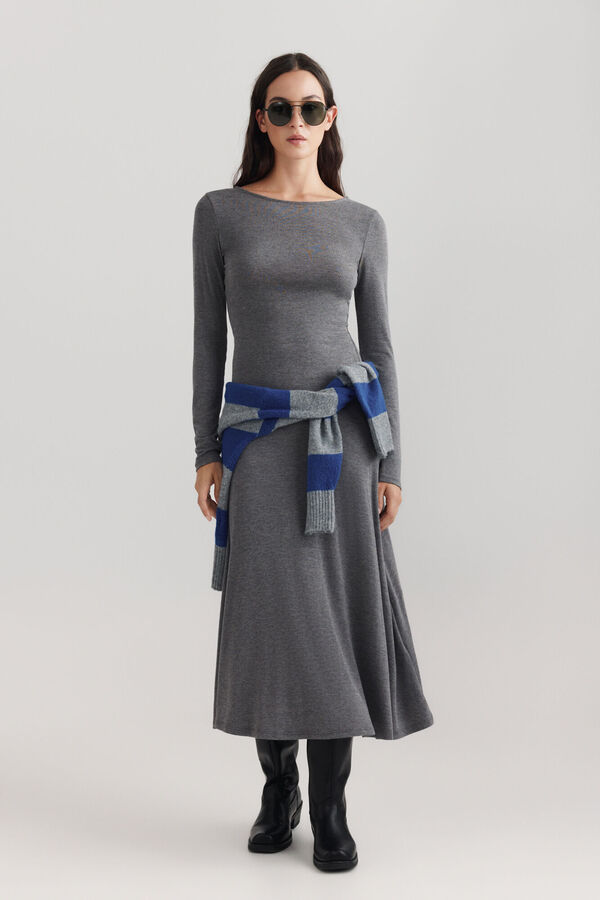 Springfield Fitted boat neck midi dress grey