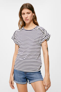 Springfield Striped ruffle T-shirt navy
