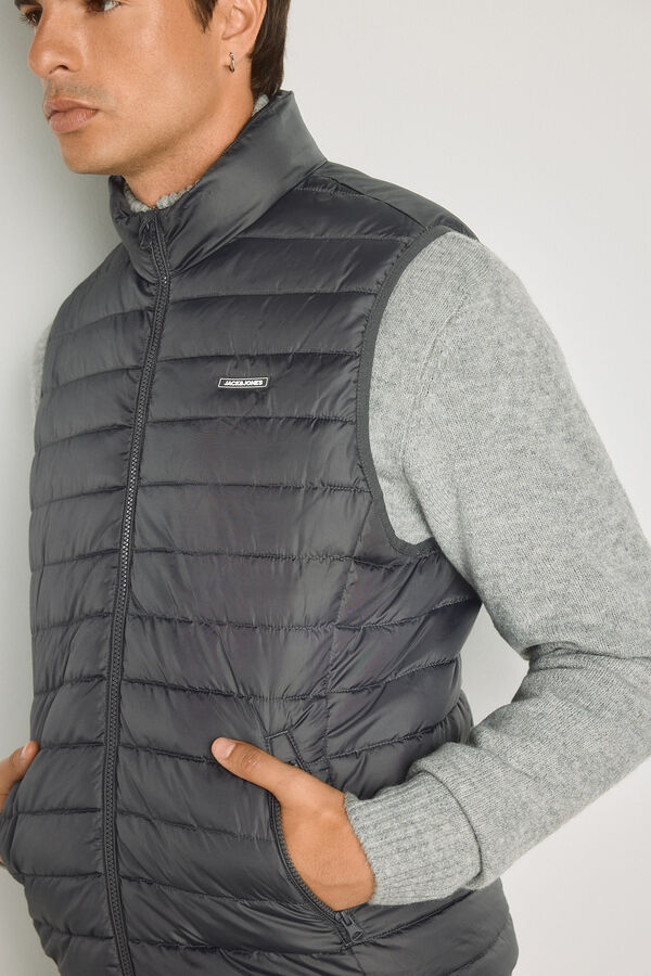 Jack & Jones Puffer gilet zip fastening grey