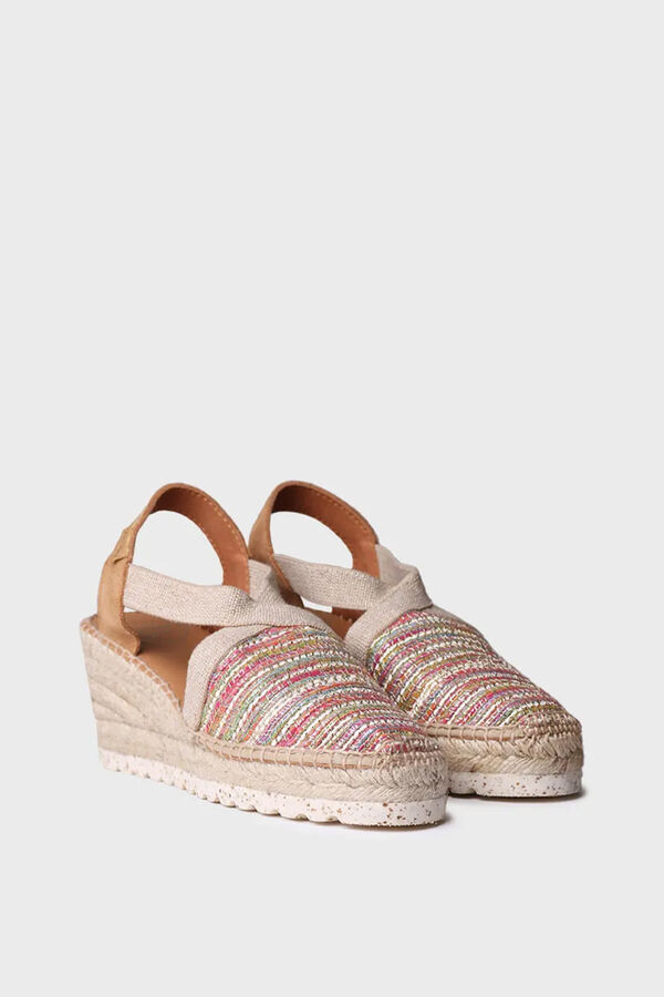 Toni Pons stockings wedge espadrille in multicoloured raffia printed