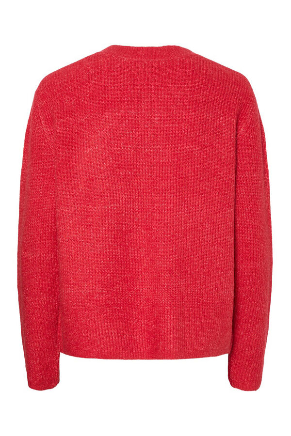 Pieces Cardigan com fecho de la&ccedil;ada vermelho