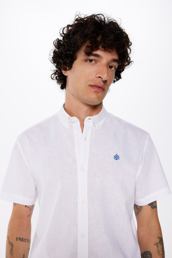 Springfield Chemise manches courtes lin blanc