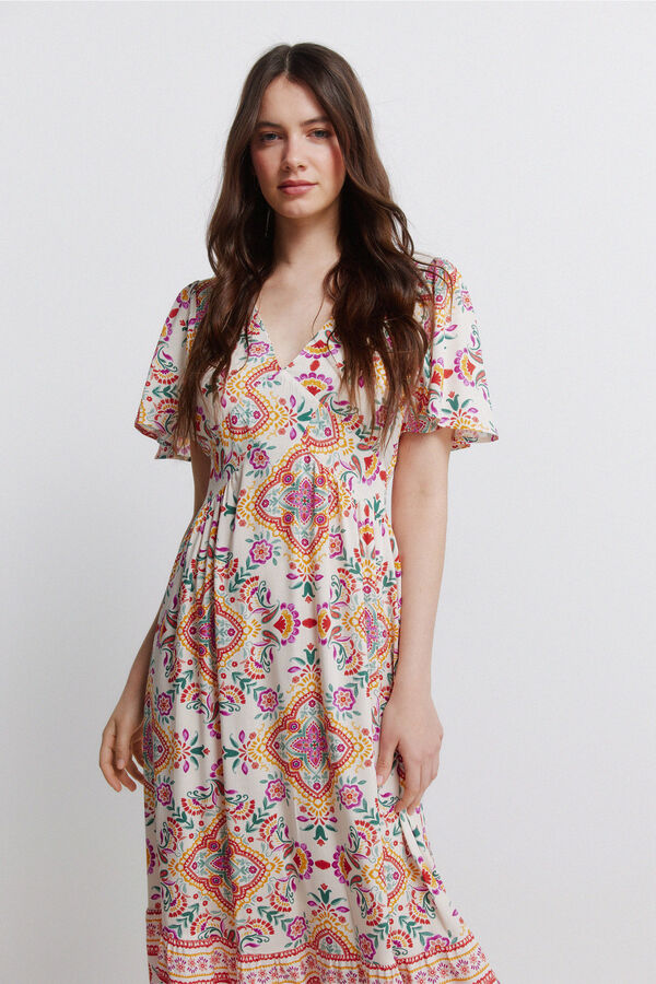 Springfield Printed midi dress printed