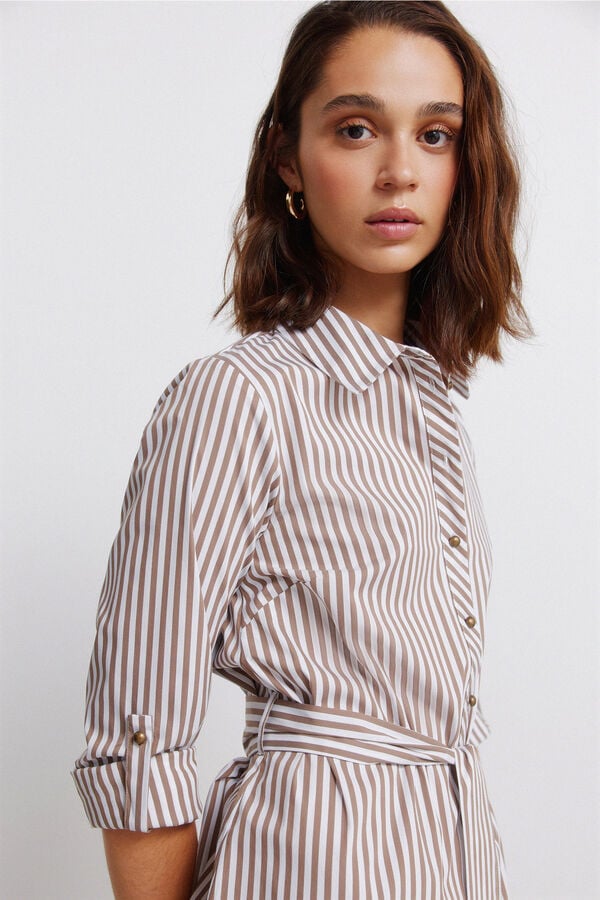 Springfield Shirt midi dress nude