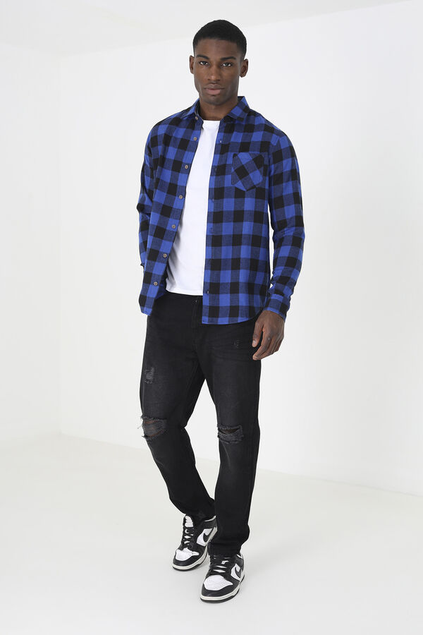 Springfield Checked flannel shirt navy