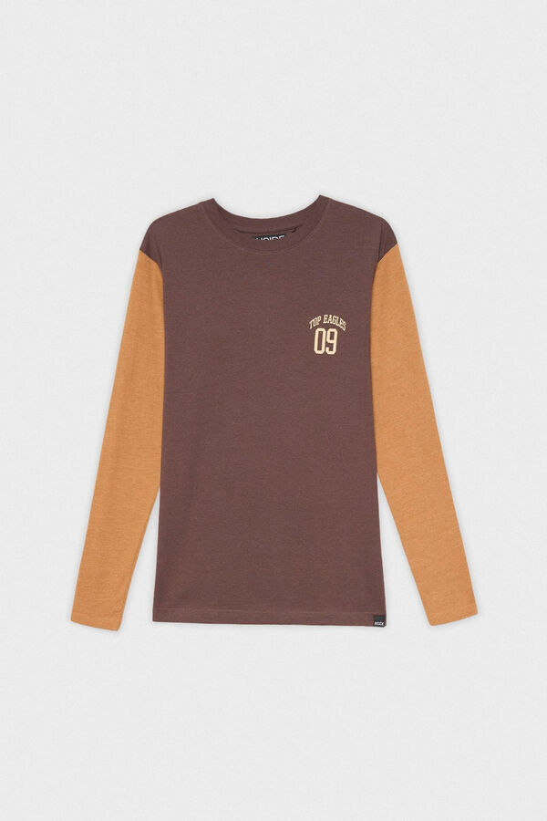 Springfield Camiseta Textura Color Block marrón oscuro