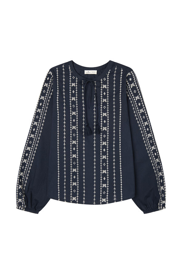 Springfield Boho embroidered borders blouse blue