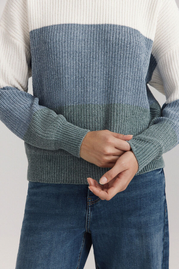 Springfield Colour block chenille jumper beige