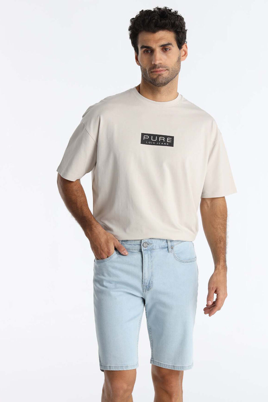 Bermuda slim fit tiro medio