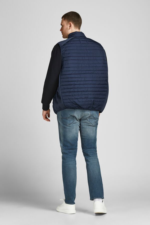 Jack & Jones PLUS Puffer gilet with hood blue