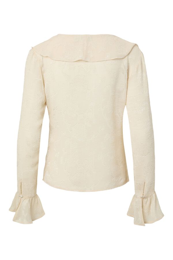 Pieces Ruffle 3/4 sleeve blouse beige