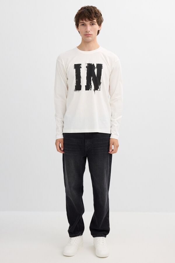 Inside Long sleeve graphic T-shirt white
