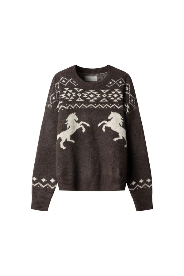 Springfield Jacquard horse jumper brown