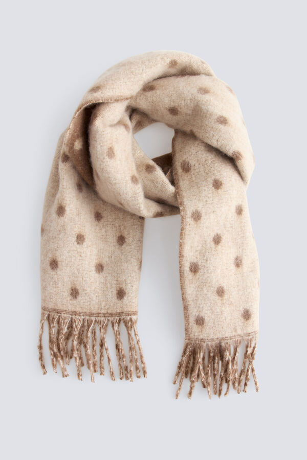 Springfield Polka-dot fringed scarf nude