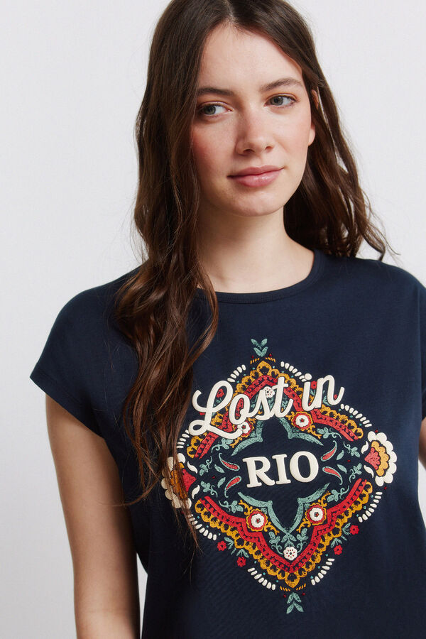 Springfield Sleeveless T-shirt with print blue