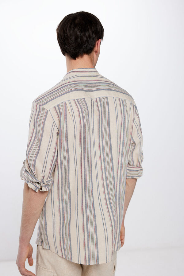 Springfield Lightweight striped shirt with a Mandarin collar and 3/4 sleeves grey