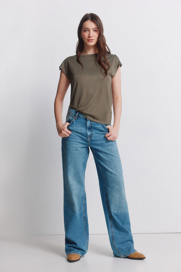 Springfield Camiseta tachas b&aacute;sica kaki