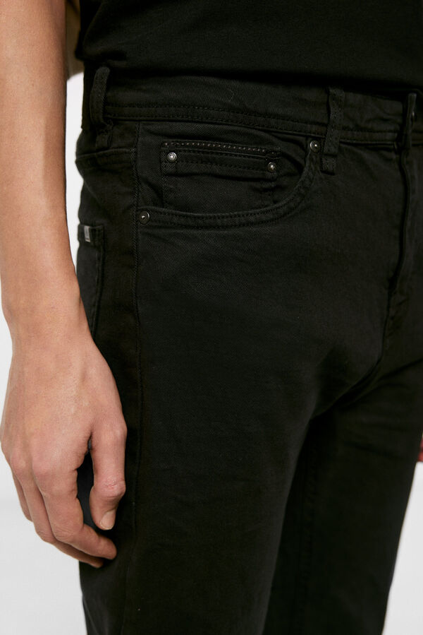 Springfield Uske isprane hlače u boji s 5 džepova crna