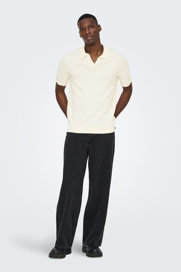 Only & Sons Polo de punto manga corta blanco