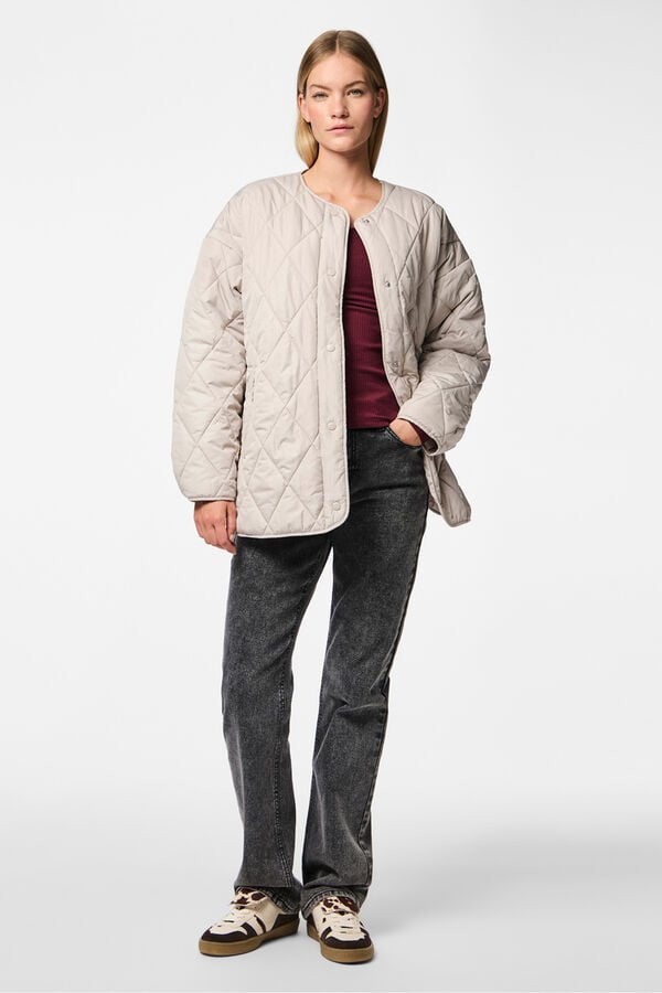 Pieces Quilted buttons jacket grey