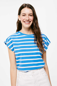 Springfield Shirt Streifen Ausschnitt Kontrastfarbe azulado