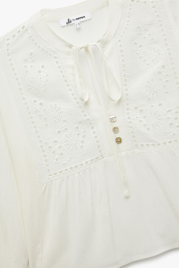 Koton Blusa de brocado blanco