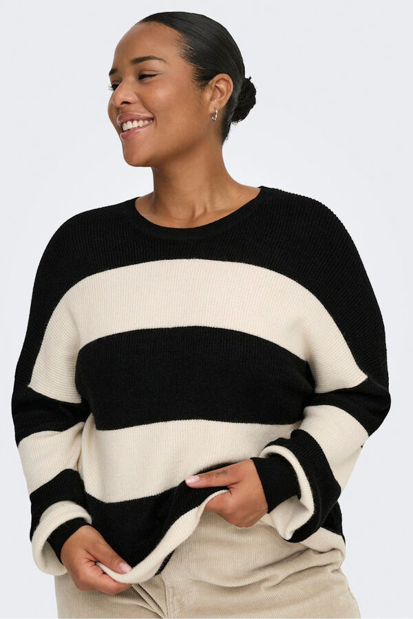 Only Carmakoma Jersey de rayas talla grande negro