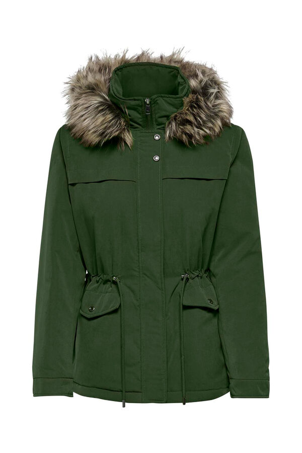 Only hood parka with fur green