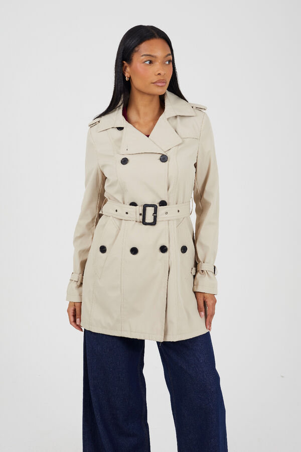 Brave Soul Trench coat with belt and buttons brown