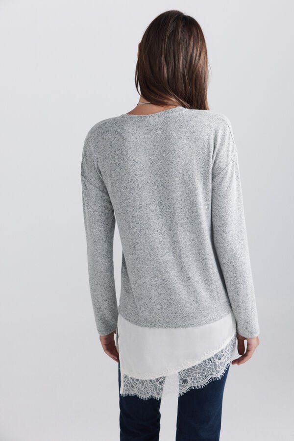 Springfield Lace two-fabric hem jumper grey