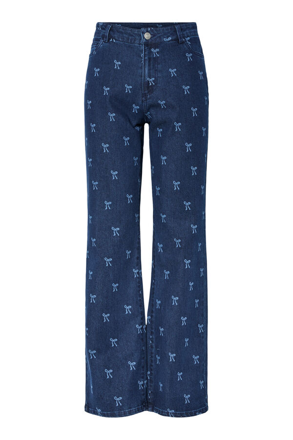 Pieces Relaxed jean with bow or tie print Plava