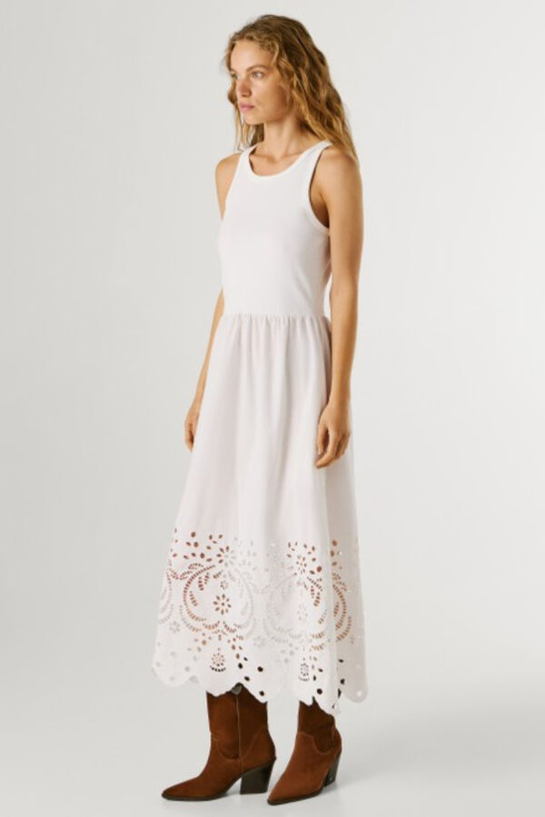 Pepe Jeans Vestido comprido sem mangas branco