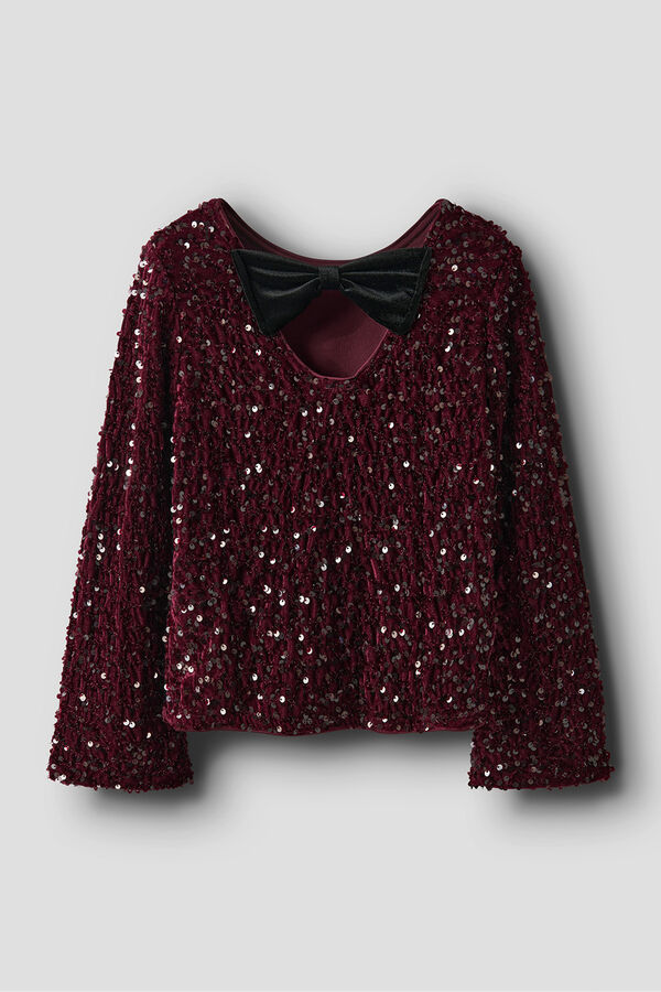 Name It Top de lentejuelas y terciopelo de niña morado/lila