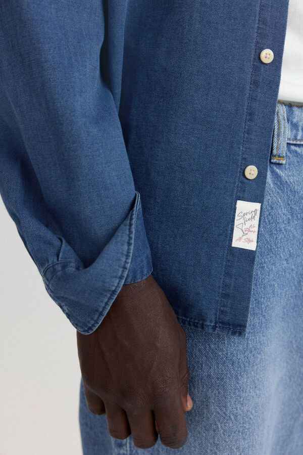 Springfield Chemise oxford en denim bleu