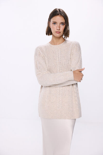 Springfield Long braided sweater brown