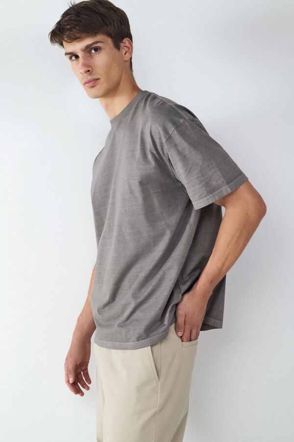 Balmohk Relaxed, washed-effect short sleeve T-shirt grey