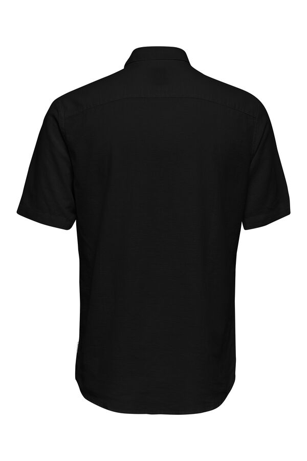 Only & Sons Camisa lino de manga corta regular fit negro