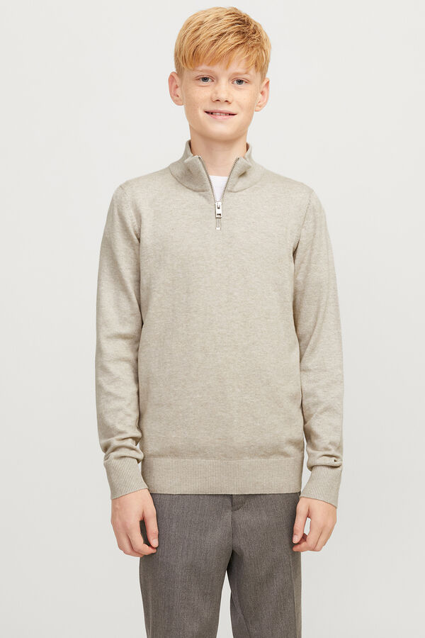 Jack & Jones Junior Sweater with zip fastening neck grey