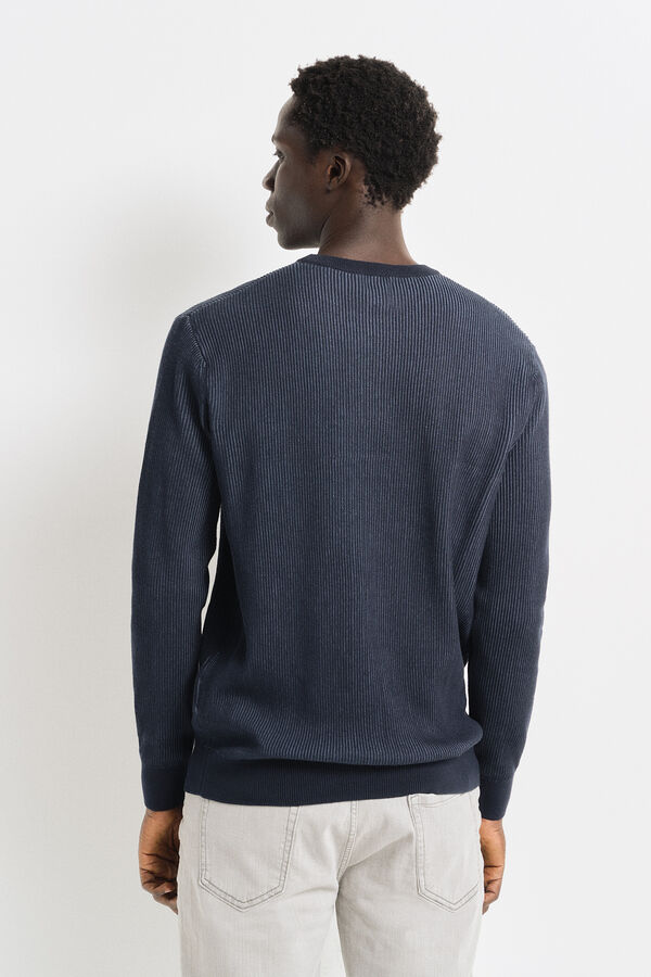 Springfield Two-tone textured jumper indigo-plava