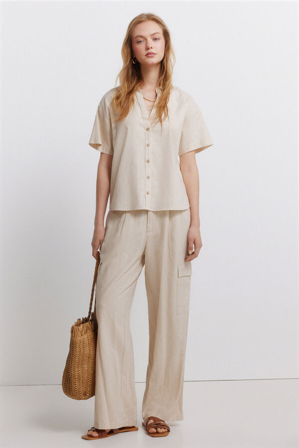 Springfield Linen cargo trousers nude