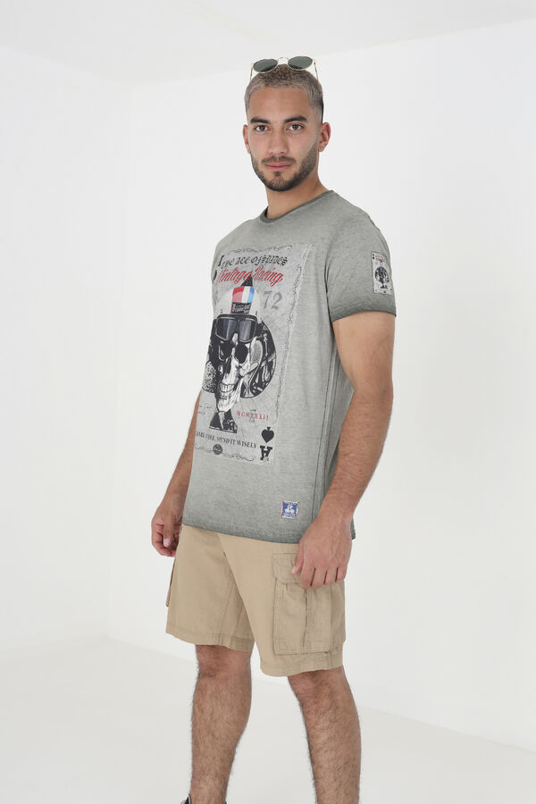 Brave Soul Camiseta calavera manga corta kaki