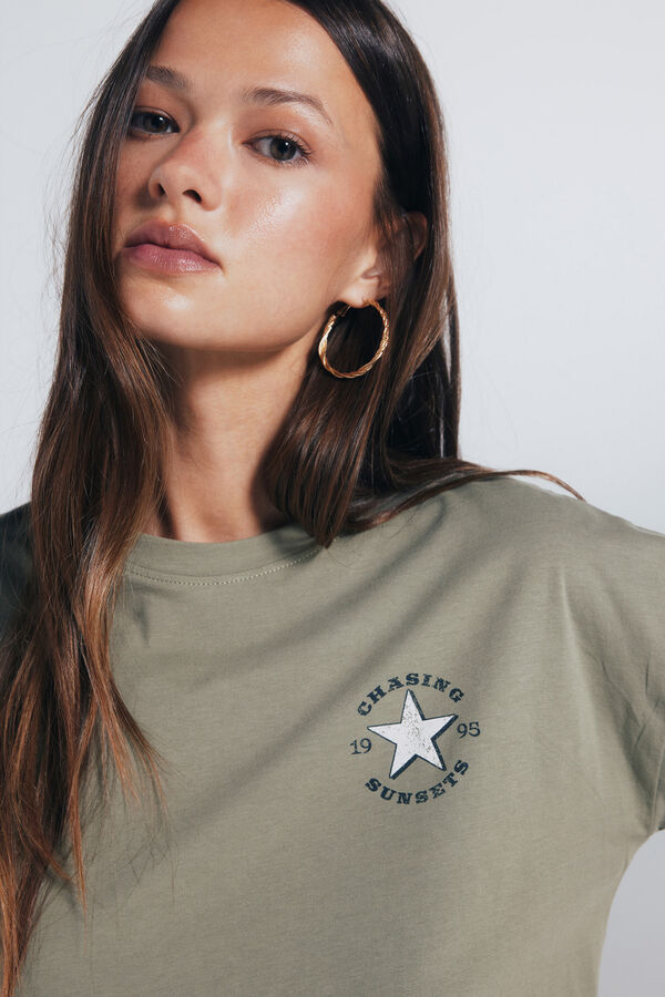 Springfield Western graphic t-shirt beige