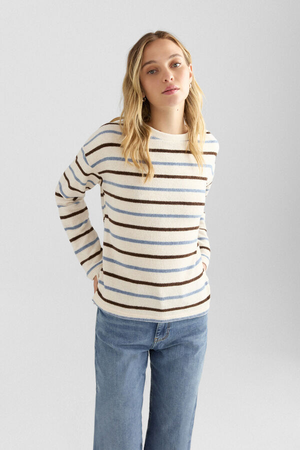 Springfield Fine striped thin jumper white
