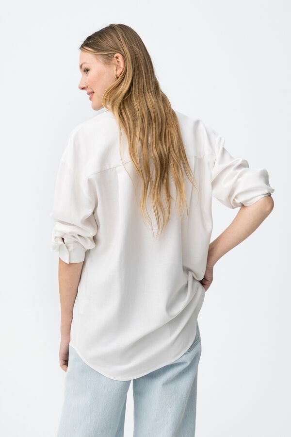 Tiffosi Relaxed long sleeve shirt in ecru beige