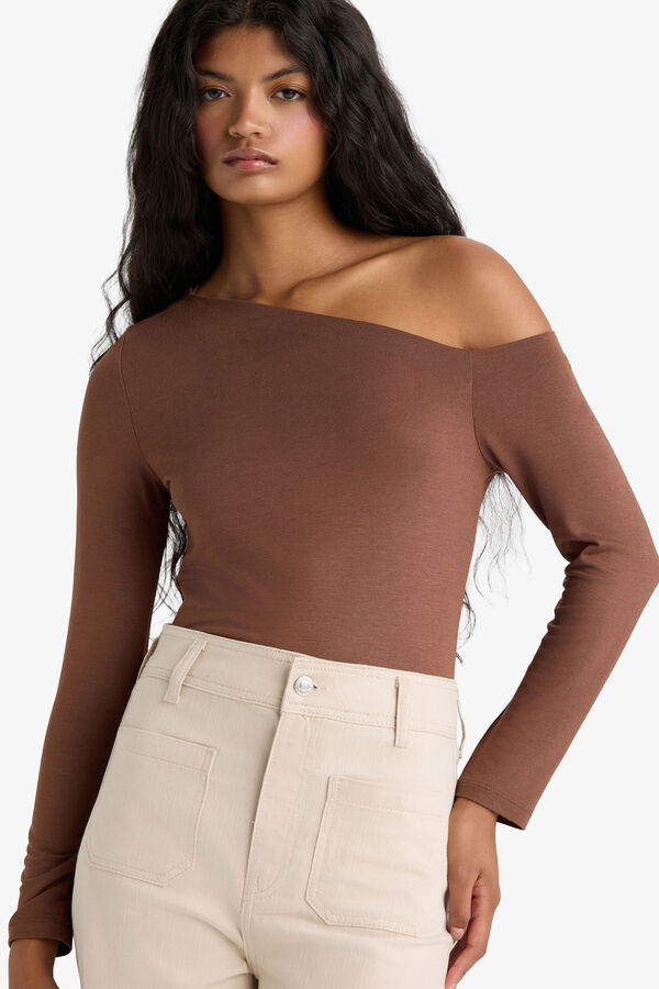 DeFacto Asymmetric T-shirt nude