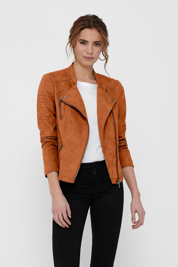 Springfield Biker jacket with zip fastening brown