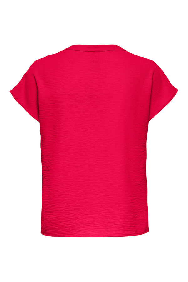 JDY Blusa de linho de manga curta vermelho