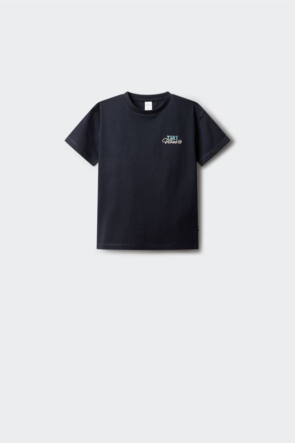 Springfield Kids Dečija majica kratkih rukava sa tiki printom Plava