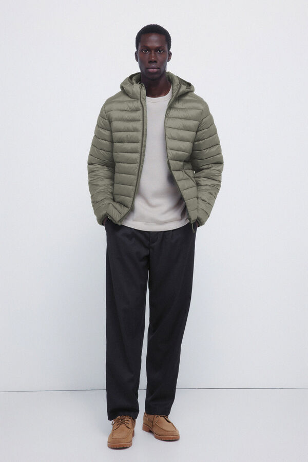 Springfield Hooded puffer jacket green